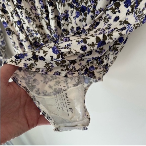 Free People Floral Bodysuit in Blue and White - Picture 7 of 10